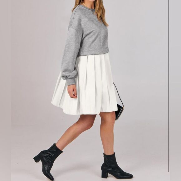 Anrabess Sweatshirt Pleated Dress size Large New - Picture 6 of 13